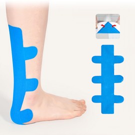 Precut Kinesiotapes, Pack of 10 Kinesiotapes, Pre-Cut, Protect the Achilles Tendon, Skin-Friendly with Perfect Wearing Comfort, Waterproof & Elastic Physio Tape for Heel Tendon - Blue