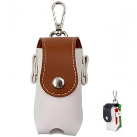 MHSKNHW 軽量 ゴルフボールケース PU皮革製 茶色のPUレザー ゴルフ小物収納ポーチ、簡単着脱カラビナ付き