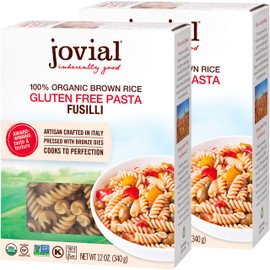 Jovial Fusilli Gluten-Free Pasta | Whole Grain Brown Rice Fusilli Pasta | Non-GMO | Lower Carb | Kosher | USDA Certified Organic | Made in Italy | 12 oz (2 Pack)