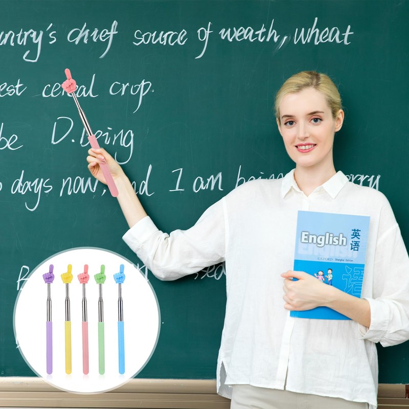 Pack of 5 Pointing Sticks, Finger Stick, Telescopic Pointer, Teacher