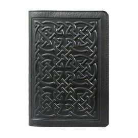 Oberon Design Bold Celtic Pocket Notebook Cover, Fits Many 5.5 x 3.5 Inch Notebooks, Embossed Genuine Leather, Black, Made in The USA