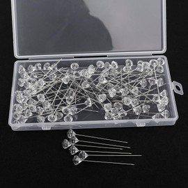 100Pcs Clear Diamond Crystal Head Pins,2 Inch Head Clear Straight Pins,Wedding Bouquet Pins,Suitable for Wedding Corsage, Bouquet, Party Decoration