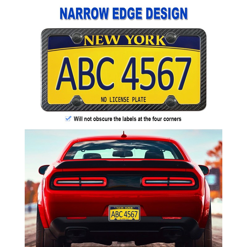 FBJTDQ Carbon Fiber License Plate Frame- Stainless Steel Car Tag