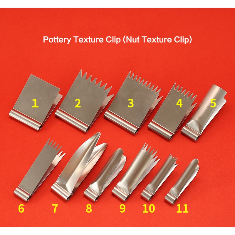 11-Piece Stainless Steel Pottery Texture Clip Set for Clay Modeling