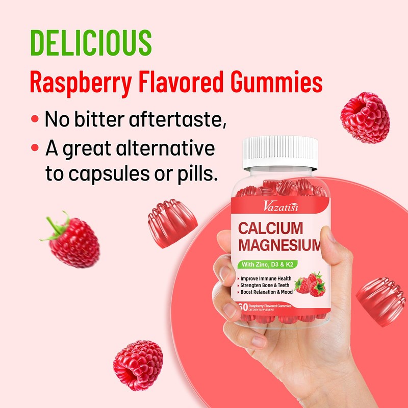 Calcium Magnesium Zinc Gummies with Vitamin D3 & K2, High
