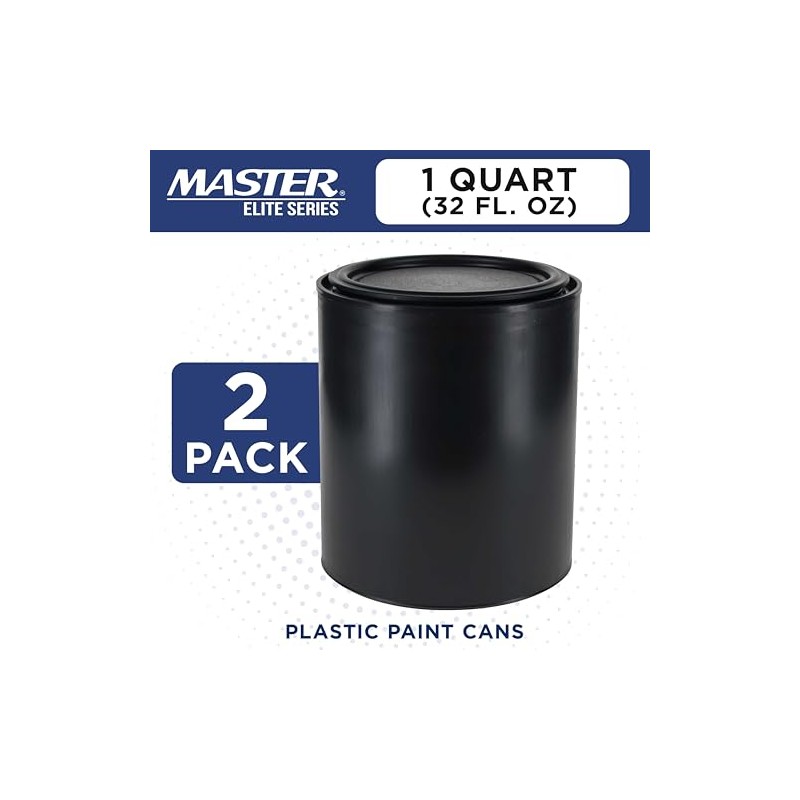 Master Elite 1 Quart Empty Plastic Paint Can Bucket, Pack