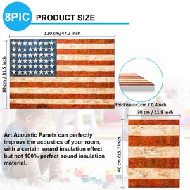 JBER Art Acoustic Panels, 48×32 Inches Acoustical Wall Panels, Sound Absorbing Wall Art, Decorative Acoustic Panels, Soundproof Wall Panels for Recording Studio, Home & Living Room(Flag)