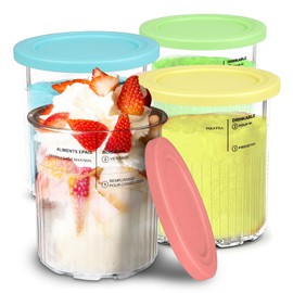 ZitoNebrix for Ninja Creami Deluxe 11-in-1 Cups and Lids - 4 Pack 24oz Replacement Containers Compatible with NC500 & NC501 Series Ice Cream Makers Deluxe | Airtight, Anti-Slip, Dishwasher Safe