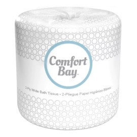 Comfort Bay Bright White 2-Ply Bath Tissue Toilet Paper, Case/96 rolls 500 Sheet