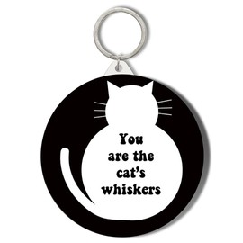 Gift Insanity YOU ARE THE CATS WHISKERS BLACK BACKGROUND SHORT CHAIN KEYRING BOTTLE OPENER