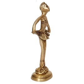 Purpledip Brass Statue Ballet Dancing Girl: Ballerina In Dance Pose (12264B)