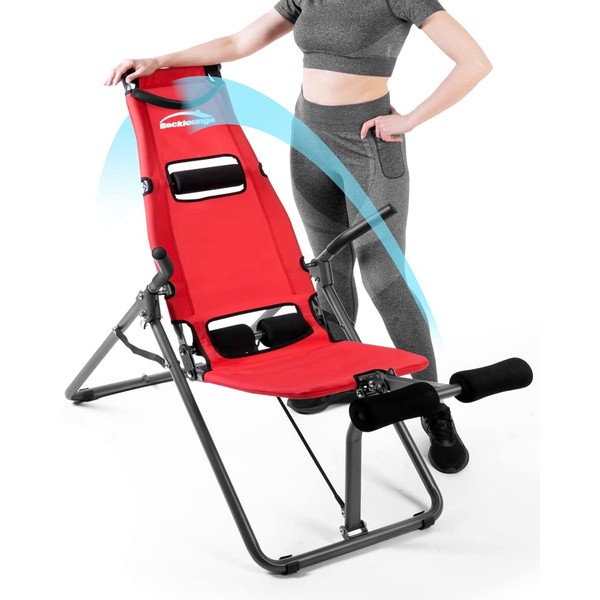 Backlounge Inversion Chair/Bench - Portable, Lightweight Design - Manual Incline/Decline - Back Pain Relief, Core Strengthening - Exercise Equipment for Abs - Lumbar Support, Foldable, Easy to Use