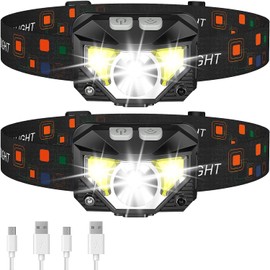 Igni Headlamp 1200 Lumen LED, 2 Pack Durable Headlight, 8 Lighting Modes, Outdoor Camping Light, Waterproof Rechargeable, for Running Hiking Camping, White