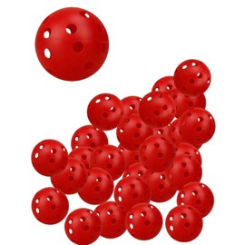 Pierced Balls, Baseball, Batting, Training Balls, Toss Batting, Tee-Batting Practice (Red, Pack of 20)
