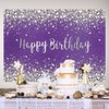 7×5ft Purple Diamonds Happy Birthday Photo Backdrop Glitter Diamonds Silver