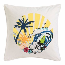 Reifen-Markt Paradise Surfing Beach Surfboard Longboard Surfing Waves Microfibre Cushion Cover 40 x 40 cm White