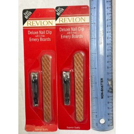 Revlon 2 Revlon Deluxe nail Clip With 5 Emery Boards  MADE IN USA 1536-06  Pl Read