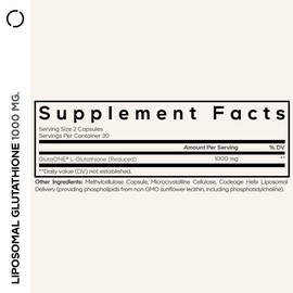 Codeage Liposomal Glutathione 1000 mg Supplement, High-Potency Reduced L-Glutathione - Liposomal Delivery - Phospholipids - Non-GMO, Gluten-Free - 60 Capsules