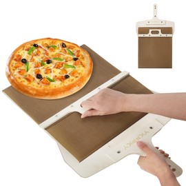Sliding Pizza Peel - Wood Pizza Slider Smart ，Pizza Peel Slider That Transfer Pizza Perfectly，Non Stick Pizza Slider - 21.7" x 11.8"