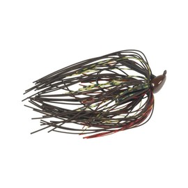 BUCKEYE LURES Mop Jig with Heavy Living Rubber Skirting, Double Rattles & Mustad Flippin' Hook | Durable Chip-Resistant Bass Fishing Bait | Watermelon Red, 1/2 oz