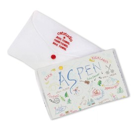 Catstudio Aspen Ski Dish Towel, US Ski Resort Souvenir Kitchen Towel, Hand Towels with Original Artwork, Washable for Colorado Lovers, Travel Souvenir