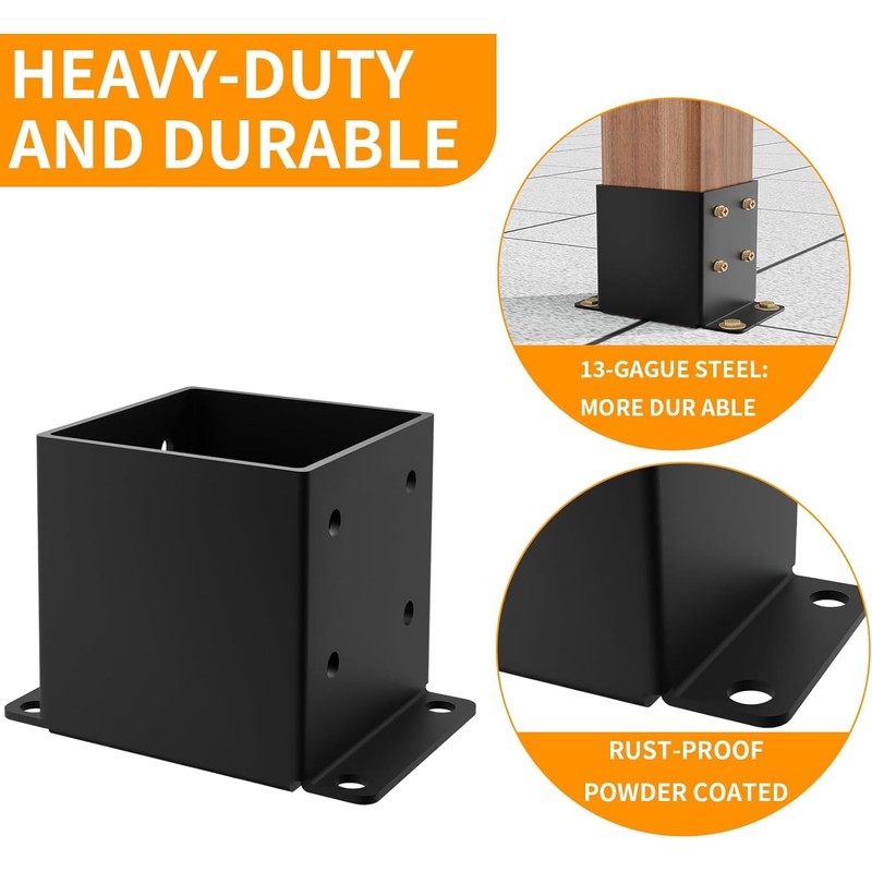 6x6 Post Base 2PCS, Inner Size 5.6x5.6 Inch Fence Post