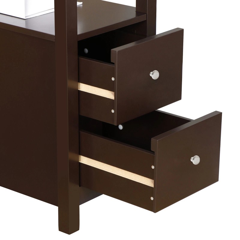 Segawe End Table with 2 Drawer and Shelf Narrow for