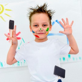 CustomyLife 4 Pcs Foam Paint Brushes, 4 Sizes Wood Handle Sponge Paint Brush 1" 2" 3" 4" for Details, Staining, Varnishes, Large Area and DIY Craft Projects