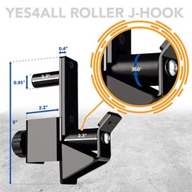 Yes4All Easy Barbell-Centering Roller J-Hooks for 2x2" Power Rack, 1,000 lbs Alloy Steel Barbell Holder Squat Rack Weight Cage Attachments