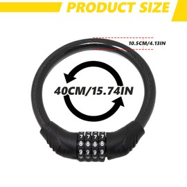 OHREN Bicycle Lock with Numbers, Anti-Theft Cable Lock Code Combination, Bicycle Combination Lock for Girls Boys, Bicycle Accessories Children Bicycle Lock (10 x 400 mm) (Black)