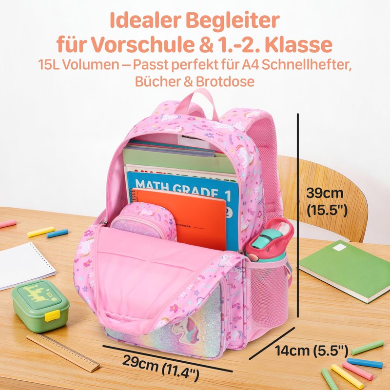 Bagseri Children's Backpack Girls 15L, Lightweight School Backpack for Preschool