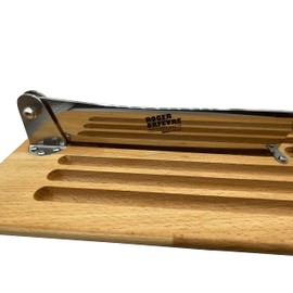 ROGER ORFEVRE Made in France Serrated Edge Sharp Premium Full Tang Stainless Bread Knife/Cutter With Bread Board, Foot Rest And Varnished Beechwood Handle, 9.5-in