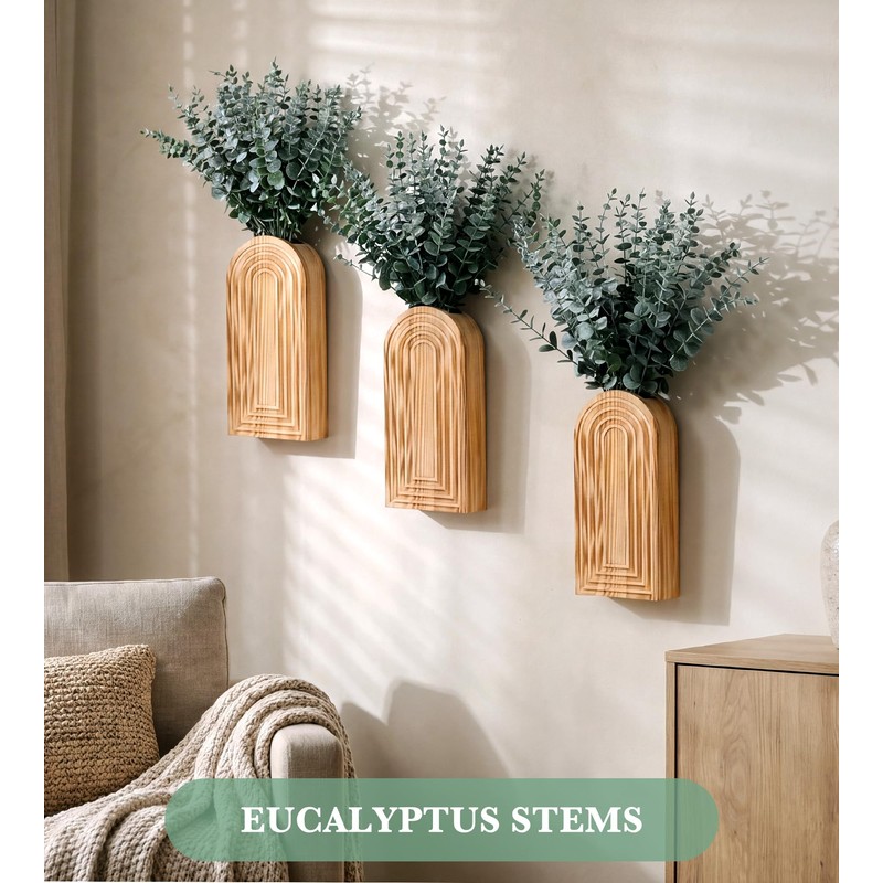 50 Pcs Eucalyptus Stems Artificial Eucalyptus Leaves,Fake Eucalyptus Plants