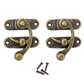 Septe Antique Vintage Lock Clasp Right Latch Hook，42 mm x 36 mm arm Lock with Screws, 2pcs (Bronze)
