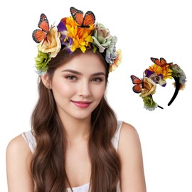 Yolistar Artificial Flower Headband, Dirndl Flowers, Woman Bride Hair Band, Flower Garland Headpiece, Suitable for Women, Wedding, Beach, Holiday, Party, Beach