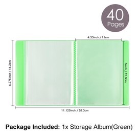 OTCRAFT40 Pages/Set A6 Sticker Photo Storage Album; Stamp Cutting Dies Storage Book Organizer Folder for Postcards Stickers, Photo, Clear Stamps, and Cutting Dies 11.2x6.4inch （Green）