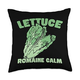The Chemistry Of Good Eating Lettuce Romaine Calm Funny Vegan Vegetables Pun Food Lover Throw Pillow, 18x18, Multicolor
