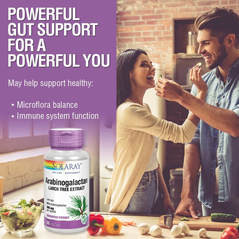 SOLARAY Arabinogalactan, Larch Tree Extract 300mg | Prebiotic Fiber for