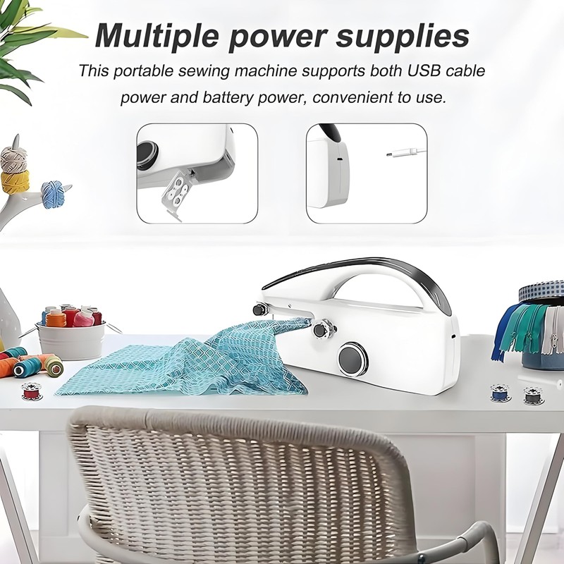 Handheld Sewing Machine, Mini Hand for Beginners, 2 Speed Adjustment
