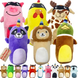 Jalousie 5 Pack Tough Plush Animal Dog Toys Assortment Value Bundle Dog Squeaky Toys Assortment Puppy Pet Mutt Dog Toy Dog Squeak Toy for Medium Large Dogs (6 Pack Surprise Mix)