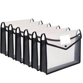 A4 Plastic Wallets, 6 Pcs Popper Wallet Plastic File Folder Poly Envelope Expanding File Wallet Document Folder with Snap Closure and Card Slot, Premium Pockets Files Envelope for School Office Home