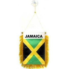 Jamaica Mini Flag 4"x6" Window Banner w/ suction cup