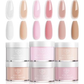modelones Polvo Acrílico, 6 Colores Transparentes, Tonos Nude, Blanco Lechoso Y Rosa, Ideal Para Decoración De Uñas, Manicura Francesa, Esculpido 3D Y Extensiones. Regalo Perfecto Para Mujeres.