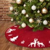 Dremisland Christmas Tree Skirt, 48 inches Red Cable Knit Knitted Thick Rustic Tree Skirt for Xmas Holiday Decoration- 3D Elk and Christmas Tree
