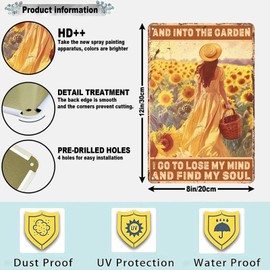 GJXFTPTTBD Garden Metal Tin Sign Into The Garden I Go To Lose My Mind And Find My Soul Vintage Sign Garden Funny Signs Outside Gardening Sign Gifts 12 * 8in