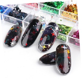 Mikinona 2pcs Nail Glitter Sequins Shiny Four-Pointed Art Stickers for Decoration for Festival Makeup and Daily Looks and Lightweight Crafting Accessory