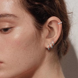 ZAULER Silver Plated Hoop Earrings for Women - Dainty Small Diamond Cartilage Hoops, Lightweight Cubic Zirconia Dangle Stud Earrings, Trendy CZ Gold Hoops Jewelry Gift Set