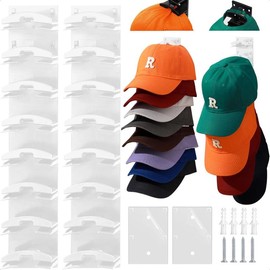 2 Pack Hat Organizer for Baseball Caps, Hat Rack for Wall with Strong Adhesive, Wall Mounted Hat Hooks Hold up to 18 Hats for Closet Door and Bedroom (12.6x2.3 inch):_WHITE
