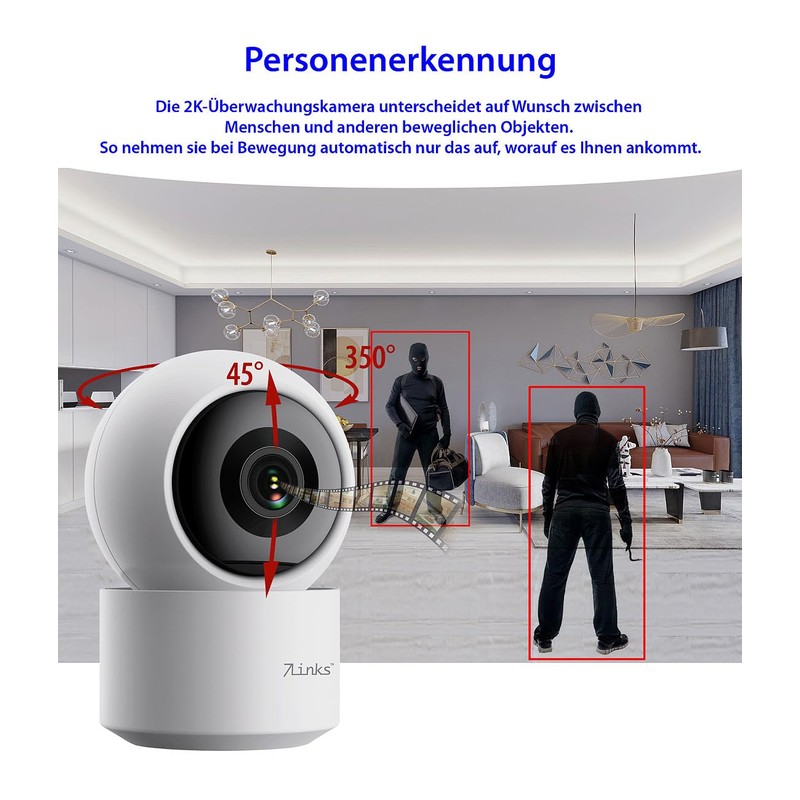 7links Indoor WiFi Camera: Set of 4 2K Pan-Tilt Surveillance