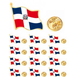 12/25/50pcs small metal Dominican flag lapel pin Dominican Republic Pin for Suit Jacket Dominica Flag Pins Bulk (50)
